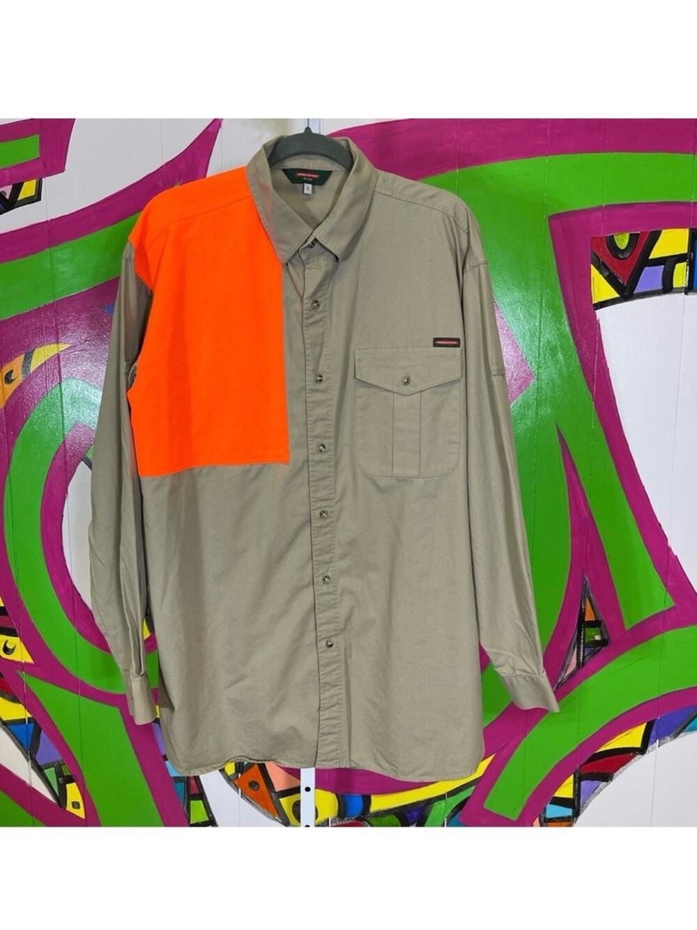 Redington, Men's Beige and Orange Hunting/Shooting Shirt. Size Large.